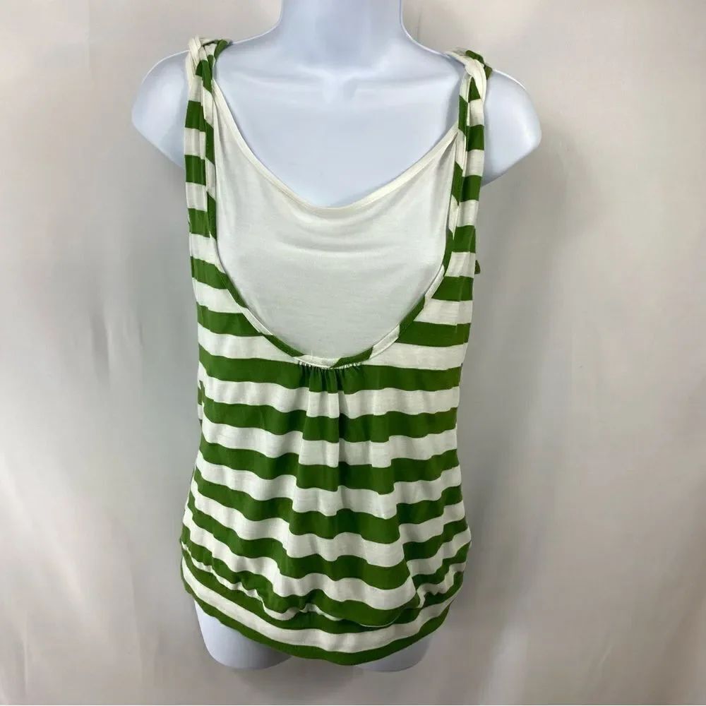 Green whit striped tank style top size L